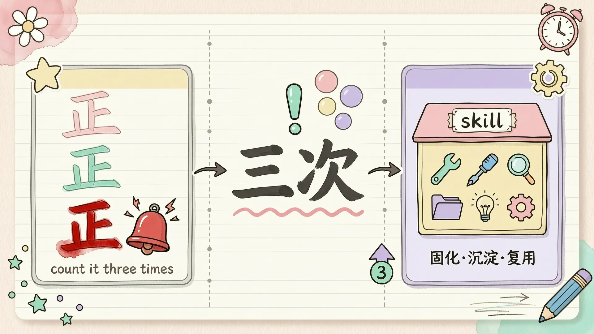 重复三次就做成 skill：第三次拉警报，把重复操作固化沉淀